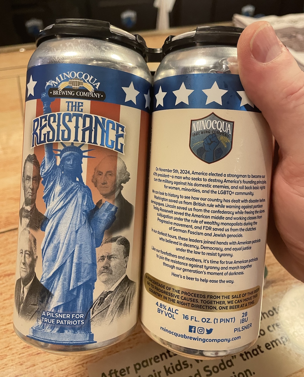The Resistance Pilsner from Minocqua Brewing Company